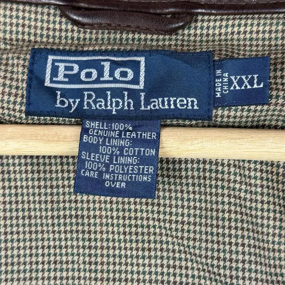Polo Ralph Lauren Genuine Leather Jacket Brown Full Zip Vintage Men Sz XXL Rare